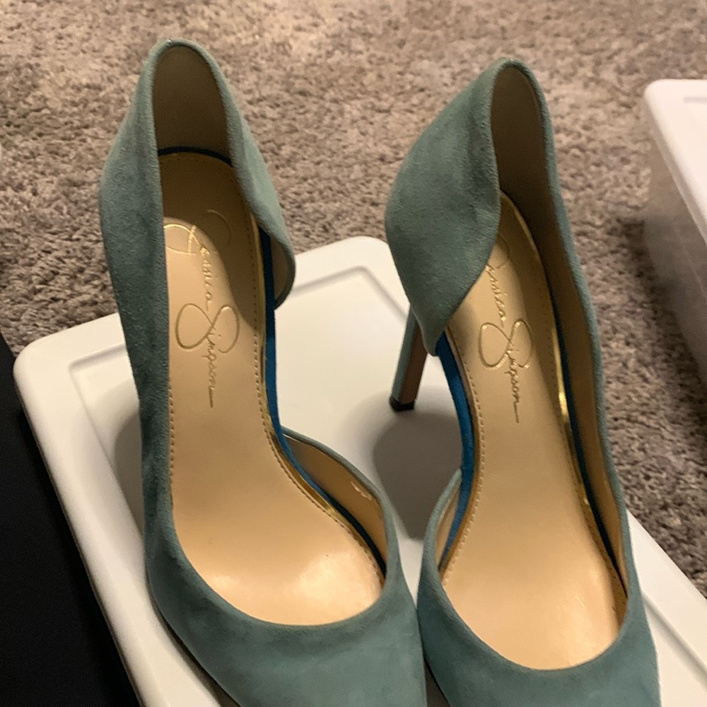 Light blue suede heels